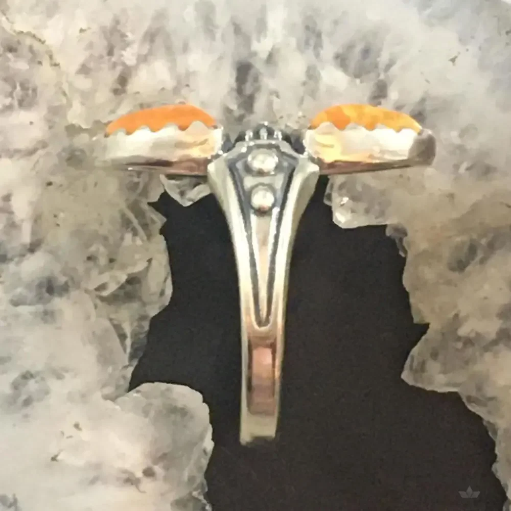 Carolyn Pollack Southwestern Style Sterling Orange Spiny Oyster Ring For Women - Picture 6 of 10